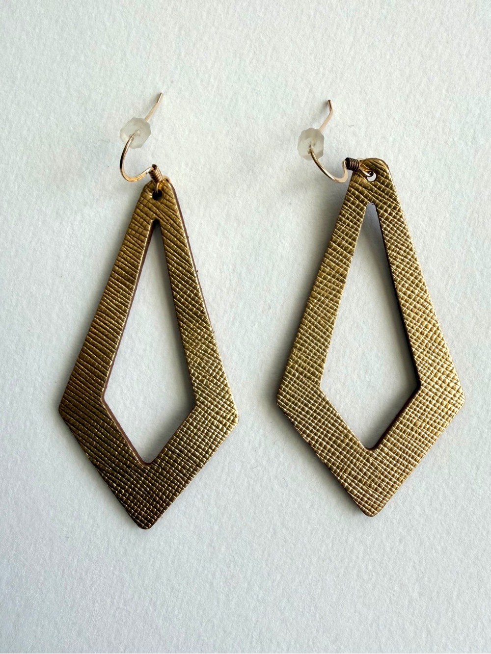 Nickel and Suede Gold Cutout Earrings